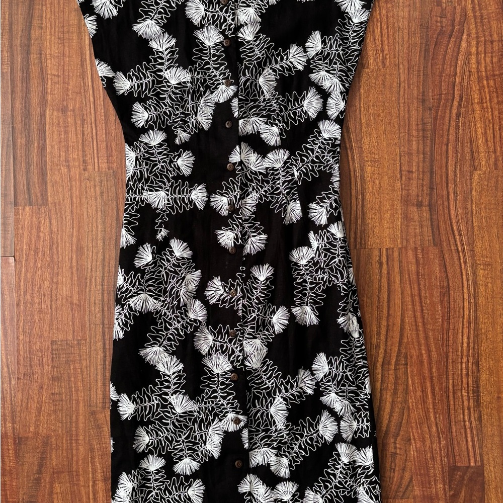 Sig Zane Black and White Ohi’a Midi Dress